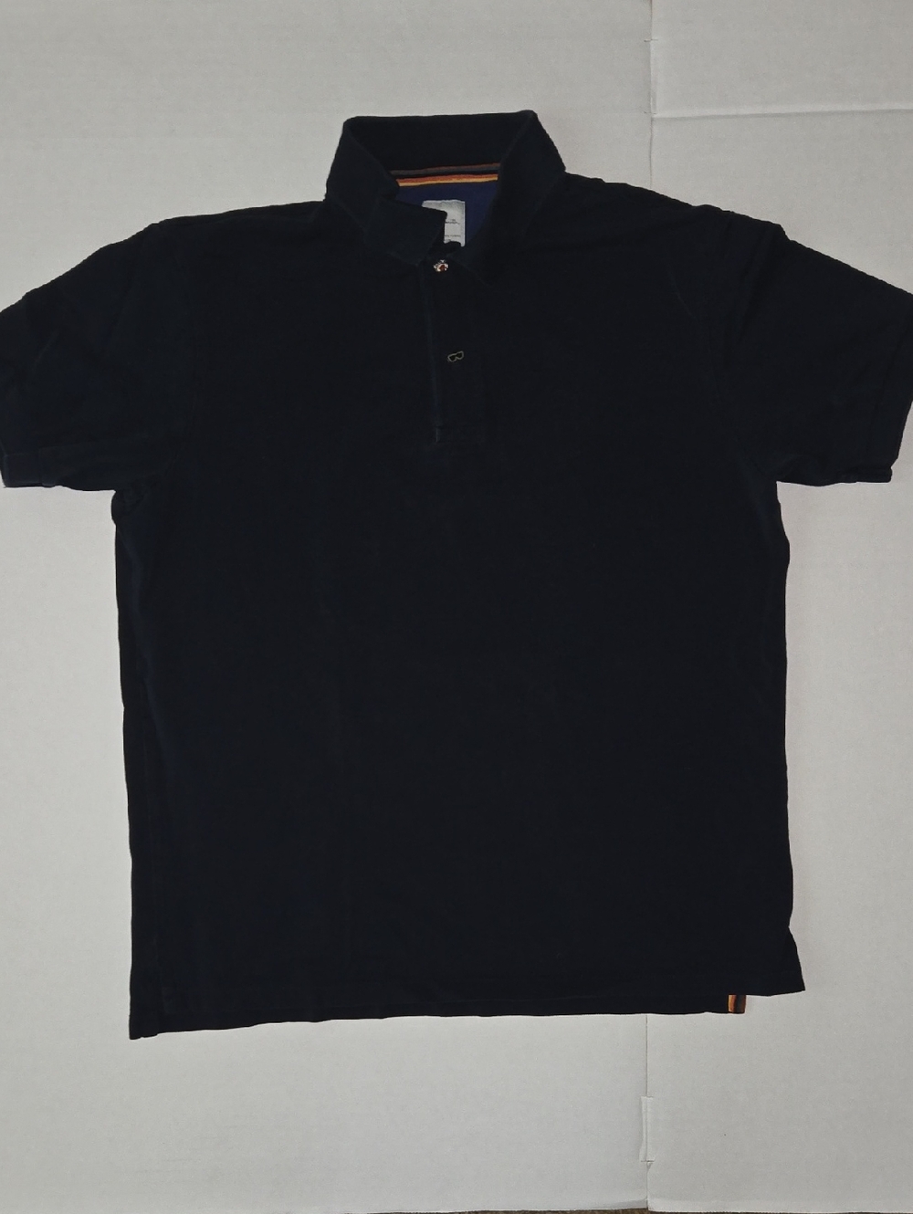 Paul Smith Black Short-Sleeve Polo with Contrast Trim & CHARM Ornamental Buttons